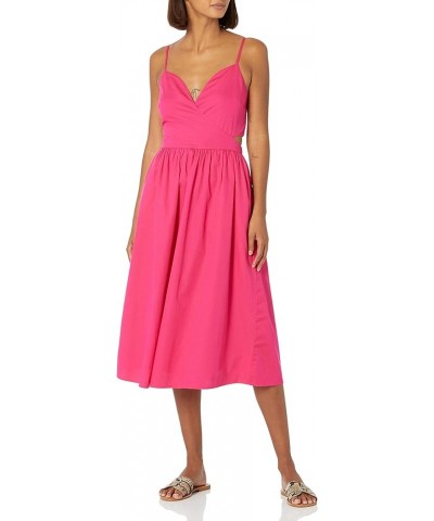 Women's Makenna Strappy Cross-Front Smocked-Back Midi Dress Hot Pink $20.71 Dresses