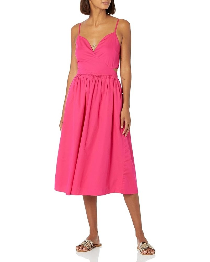 Women's Makenna Strappy Cross-Front Smocked-Back Midi Dress Hot Pink $20.71 Dresses