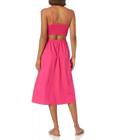 Women's Makenna Strappy Cross-Front Smocked-Back Midi Dress Hot Pink $20.71 Dresses