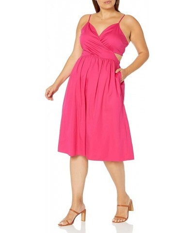 Women's Makenna Strappy Cross-Front Smocked-Back Midi Dress Hot Pink $20.71 Dresses