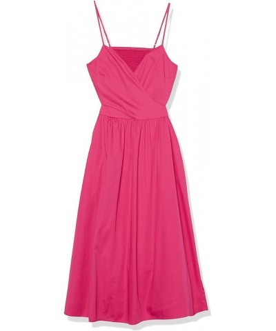 Women's Makenna Strappy Cross-Front Smocked-Back Midi Dress Hot Pink $20.71 Dresses