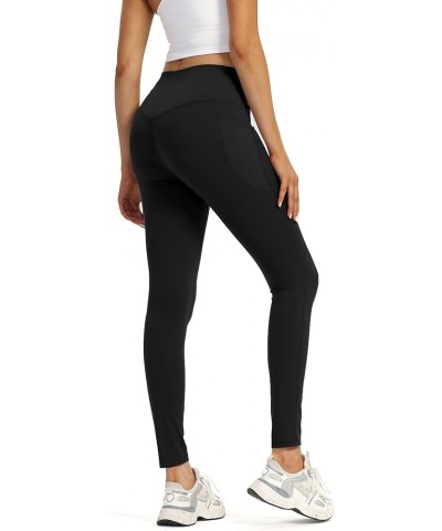 Crossover Leggings for Women High Waisted with Pockets Gym Yoga Workout Athletic Pants Soft Tights Girls Clothes Black $10.00...