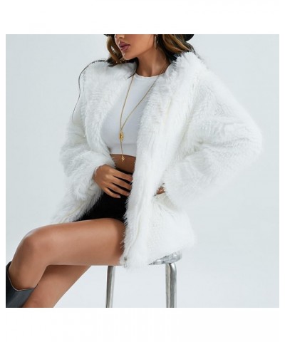 Women's Winter Round Long Sleeve Coat Fleece Cropped Faux Fur Jacket Shaggy Warm Outerwear for Fall Sport Solstice Grey B $42...