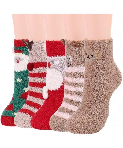 Fuzzy Socks for Women Slipper Fluffy Microfiber Socks Casual Home Winter Warm Sleeping Cozy Crew Sock 5 Pairs Red Deer $10.79...