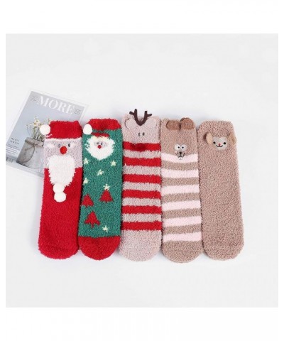 Fuzzy Socks for Women Slipper Fluffy Microfiber Socks Casual Home Winter Warm Sleeping Cozy Crew Sock 5 Pairs Red Deer $10.79...