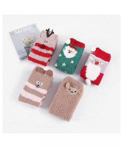 Fuzzy Socks for Women Slipper Fluffy Microfiber Socks Casual Home Winter Warm Sleeping Cozy Crew Sock 5 Pairs Red Deer $10.79...