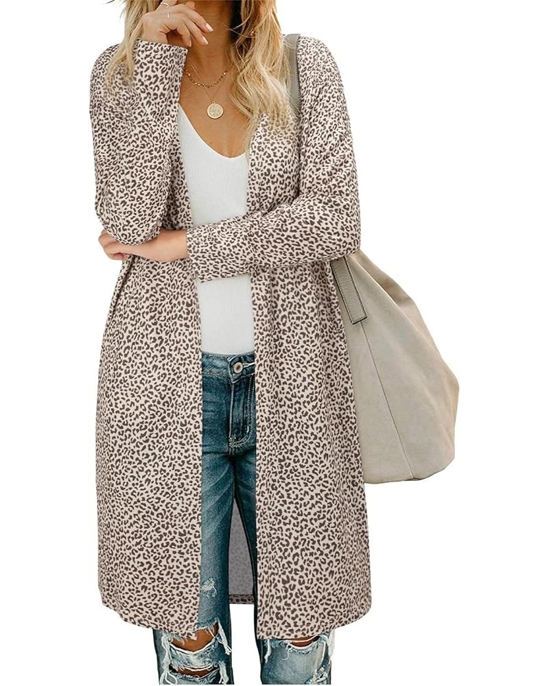 Women's Open Front Cardigan Shirt with Pockets Long Sleeve Lightweight Coat Leopard-z15 $17.04 Sweaters