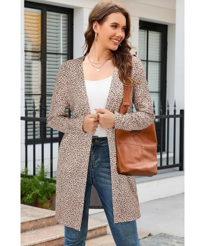 Women's Open Front Cardigan Shirt with Pockets Long Sleeve Lightweight Coat Leopard-z15 $17.04 Sweaters