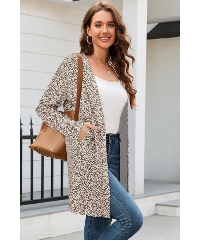 Women's Open Front Cardigan Shirt with Pockets Long Sleeve Lightweight Coat Leopard-z15 $17.04 Sweaters