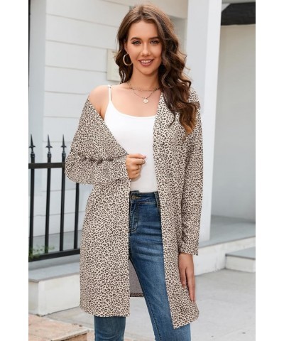 Women's Open Front Cardigan Shirt with Pockets Long Sleeve Lightweight Coat Leopard-z15 $17.04 Sweaters