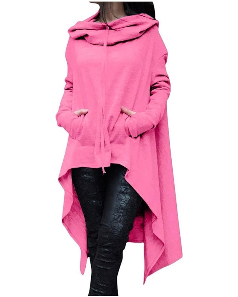 Women's Pullover Hoodies Sweatshirt Hem Sweater Long Sleeve Oversize Top Dress Knitwer Poncho Coat Pockets 07-pink $8.63 Hood...