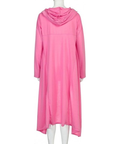 Women's Pullover Hoodies Sweatshirt Hem Sweater Long Sleeve Oversize Top Dress Knitwer Poncho Coat Pockets 07-pink $8.63 Hood...