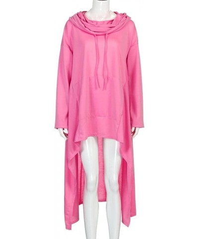 Women's Pullover Hoodies Sweatshirt Hem Sweater Long Sleeve Oversize Top Dress Knitwer Poncho Coat Pockets 07-pink $8.63 Hood...