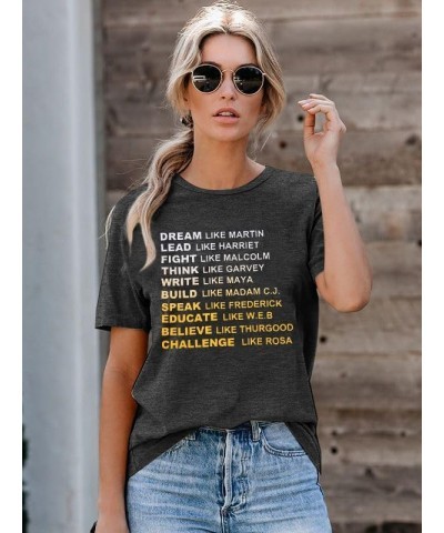 Black History Shirt for Women African American History T-Shirt Black History Month Juneteenth Tee Dream Like Tops Grey $15.07...