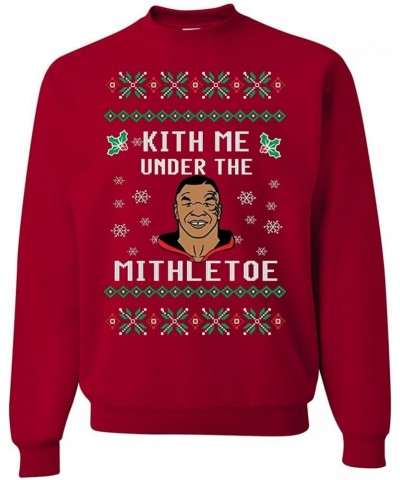 Mike Tyson Kith Me Under The Mithletoe Ugly Christmas Crewneck Sweatshirt Red $15.05 T-Shirts