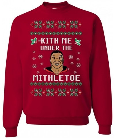 Mike Tyson Kith Me Under The Mithletoe Ugly Christmas Crewneck Sweatshirt Red $15.05 T-Shirts