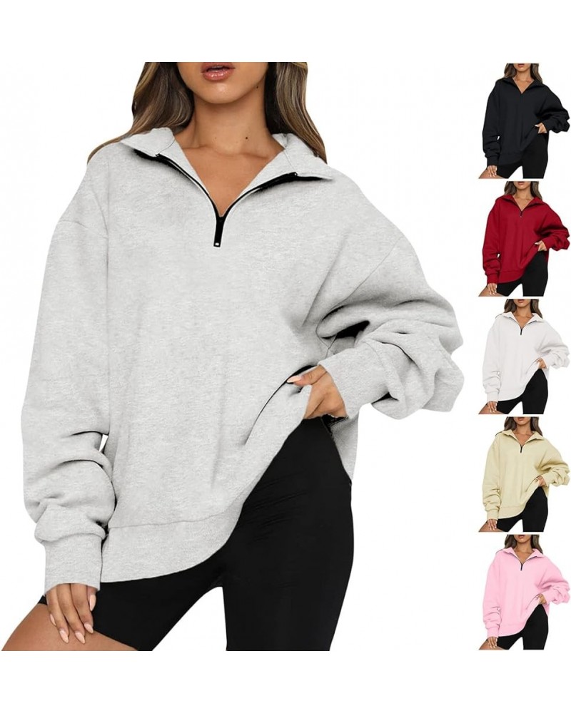 Oversized Sweatshirt for Women Quarter Zip Fleece Pullover Sweaters Casual Cute Teen Girls Winter Clothes A08-sky Blue $10.25...