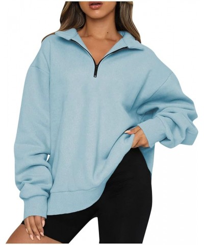 Oversized Sweatshirt for Women Quarter Zip Fleece Pullover Sweaters Casual Cute Teen Girls Winter Clothes A08-sky Blue $10.25...