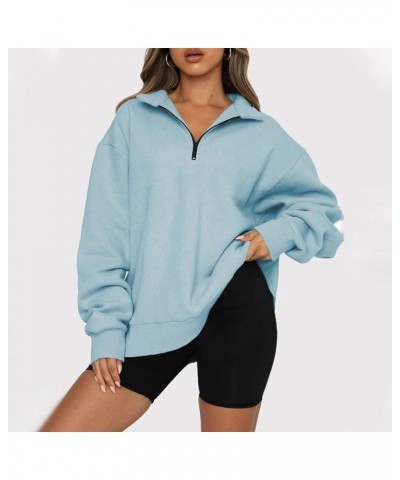 Oversized Sweatshirt for Women Quarter Zip Fleece Pullover Sweaters Casual Cute Teen Girls Winter Clothes A08-sky Blue $10.25...