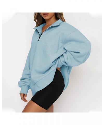 Oversized Sweatshirt for Women Quarter Zip Fleece Pullover Sweaters Casual Cute Teen Girls Winter Clothes A08-sky Blue $10.25...