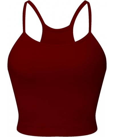 Women's Sleeveless Crop Tank Top Sexy Scoop Neck Racerback Ribbed Knit Basic Camisole Burgundy $8.54 Tanks