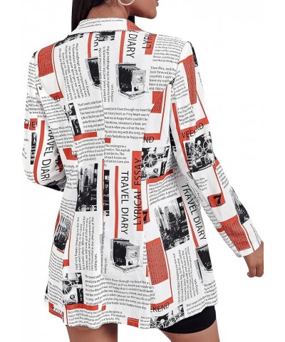 Women's Casual Long Sleeve Pop Art Colorful Blazer Graphic Work Suit Jacket White Newspaper $18.04 Blazers