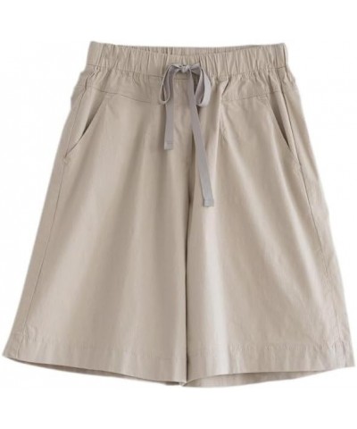 High Waist Wide Leg Bermuda Shorts for Women Fashion 2023 Casual Loose Fit Summer Drawstring Beach Shorts J07-khaki $7.99 Shorts