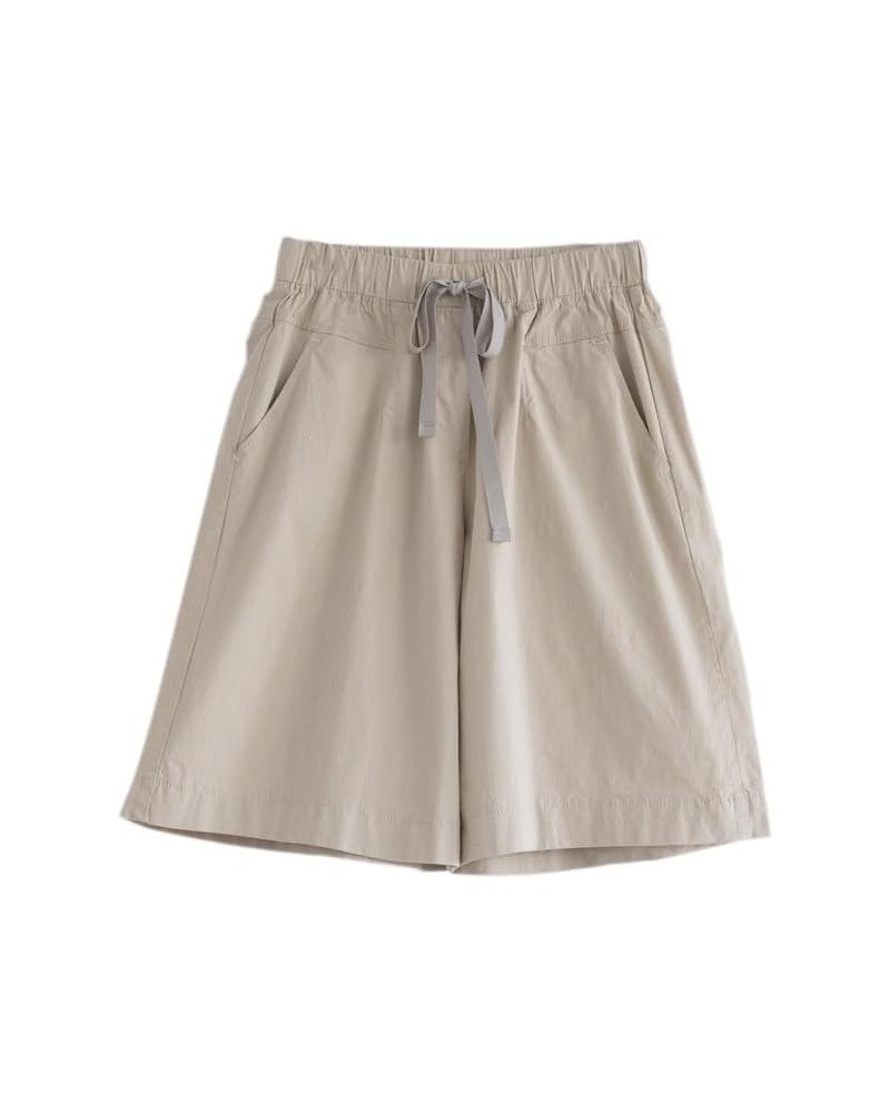 High Waist Wide Leg Bermuda Shorts for Women Fashion 2023 Casual Loose Fit Summer Drawstring Beach Shorts J07-khaki $7.99 Shorts