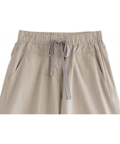 High Waist Wide Leg Bermuda Shorts for Women Fashion 2023 Casual Loose Fit Summer Drawstring Beach Shorts J07-khaki $7.99 Shorts