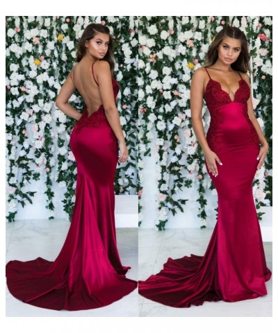 Women's Lace Appliques Mermaid Long Train Prom Dresses Open Back Evening Gowns Style B Royal Blue $44.59 Dresses