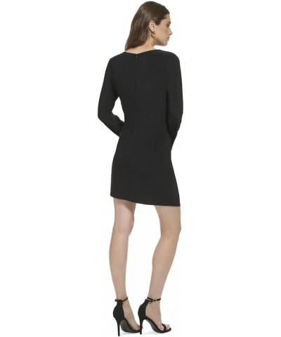 Long Sleeve Side Ruched Knit Dress Black $11.96 Dresses