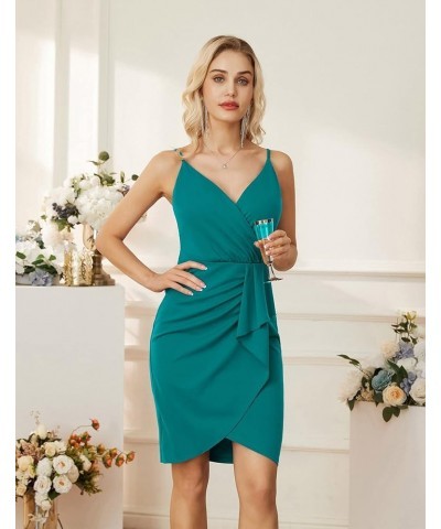 Women's Sexy Sequin Dress Wrap V-Neck Ruched Bodycon Spaghetti Straps Cocktail Party Night Club Dresses Solid Blue Green $15....