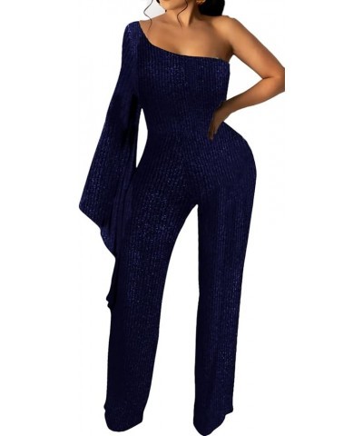 Elegant Jumpsuit for Women Dressy Sexy Formal Off The Shoulder Long Straight Pants for Evening Party One Sleeve/Blue $23.39 J...