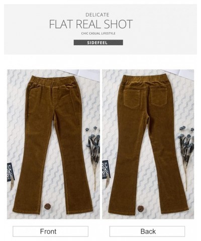 Women Corduroy Flare Pants Elastic Waist Bell Bottom Trousers A 21 Brown $21.09 Pants