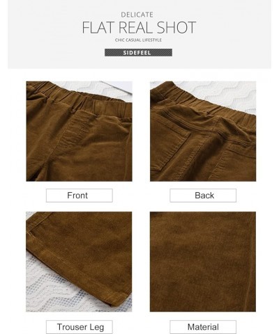 Women Corduroy Flare Pants Elastic Waist Bell Bottom Trousers A 21 Brown $21.09 Pants