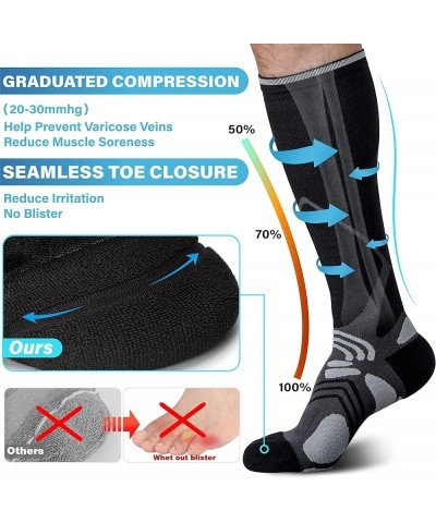 Knee High Compression Socks 20-30 mmHg for Nurse Pregnancy Medical Running Sports Travel Black (3 Pairs) $10.79 Activewear