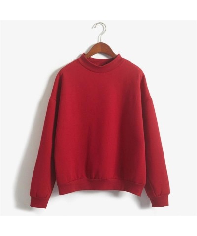 Mock Neck Sweatshirt for Women Long Sleeve Pullover Sweatshirt Fall Winter Casual Sweat Shirt Fleece Bottoming Shirts Red $5....