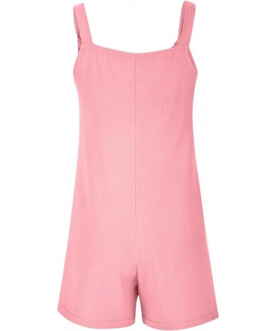 Womens Summer Rompers Plus Size Sleeveless Adjustable Strap Trendy Jumpsuits Loose Fit Shorts Overalls with Pockets A02-pink ...