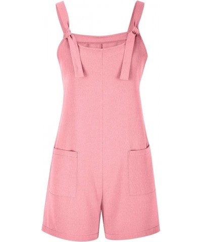 Womens Summer Rompers Plus Size Sleeveless Adjustable Strap Trendy Jumpsuits Loose Fit Shorts Overalls with Pockets A02-pink ...