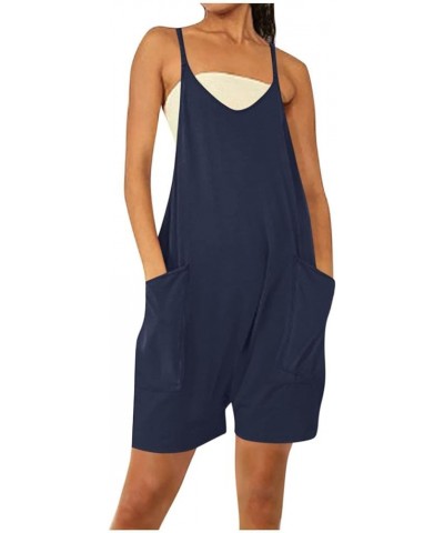 Summer Jumpsuits for Women Athletic Rompers Comfy Sleeveless Overalls Loose Fit Soft Summer Jumpsuit with Pockets L011-navy $...