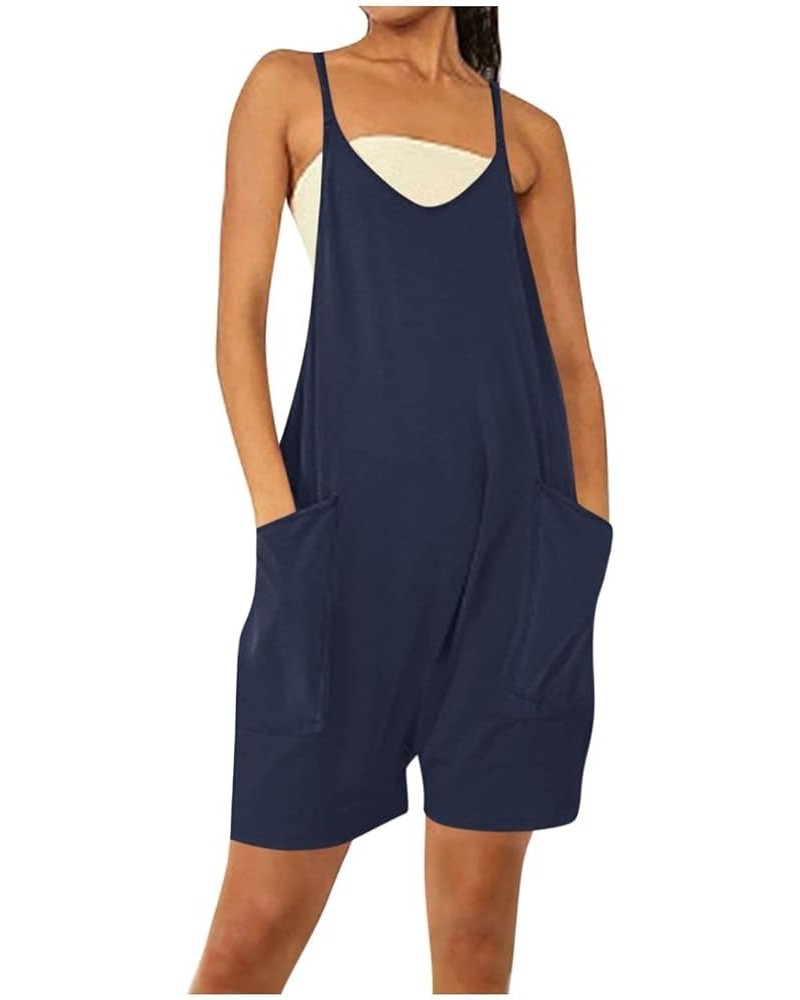 Summer Jumpsuits for Women Athletic Rompers Comfy Sleeveless Overalls Loose Fit Soft Summer Jumpsuit with Pockets L011-navy $...