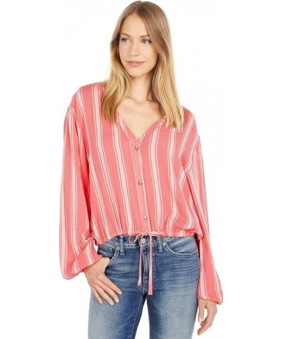 Womes Button Front V Cayenne $15.74 Blouses