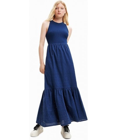 Women's Woman Woven Dress Sleeveless Blue $24.18 Vests