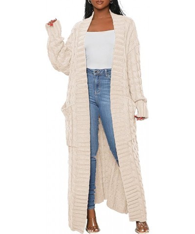 Long Sweaters for Women Cardigan Open Front Cable Knit Long Sleeve Duster Chunky Casual Cardigans Coat With Pockets Nm8969-ap...