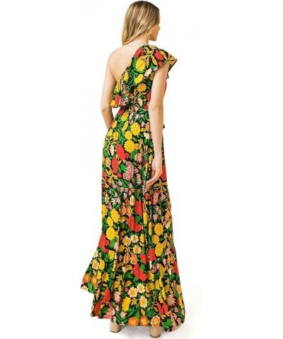 Halter Bohemian Floral Maxi Dress - Tropical Print Ethnic Print Keyhole Sundress Black $21.39 Dresses