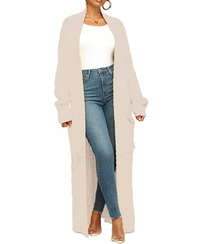 Long Sweaters for Women Cardigan Open Front Cable Knit Long Sleeve Duster Chunky Casual Cardigans Coat With Pockets Nm8969-ap...