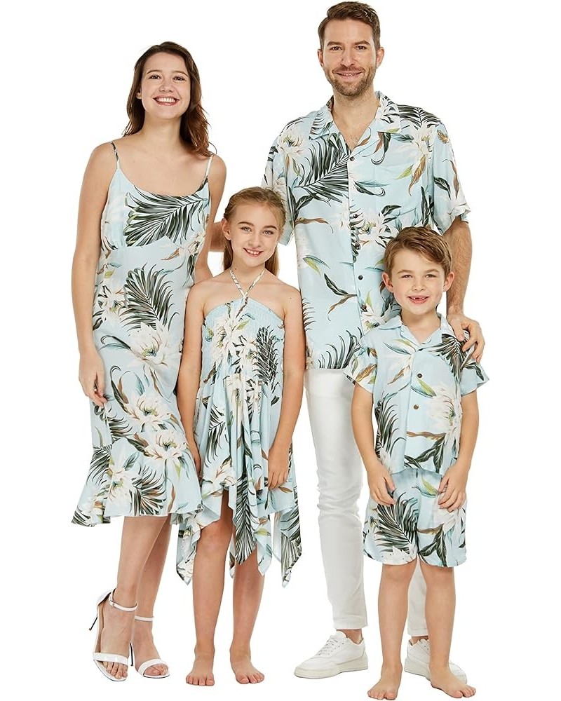 Matchable Family Hawaiian Luau Men Women Girl Boy Clothes in Wispy Cereus Light Blue Women Women Kimono Cardigan $10.60 Blouses