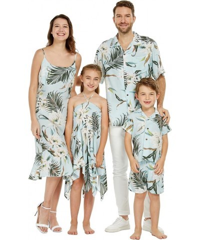 Matchable Family Hawaiian Luau Men Women Girl Boy Clothes in Wispy Cereus Light Blue Women Women Kimono Cardigan $10.60 Blouses