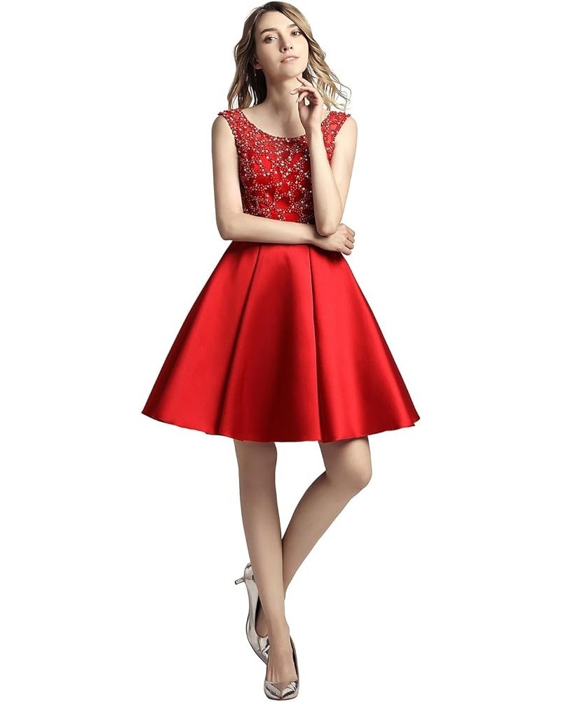 Women's Short Tulle Beading Homecoming Dresses 2022 Prom Party Gowns 439-red $17.80 Dresses