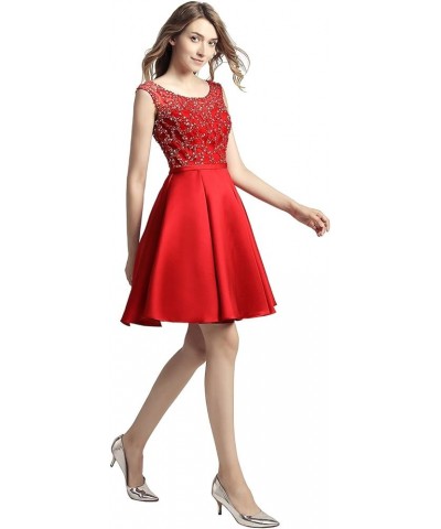 Women's Short Tulle Beading Homecoming Dresses 2022 Prom Party Gowns 439-red $17.80 Dresses